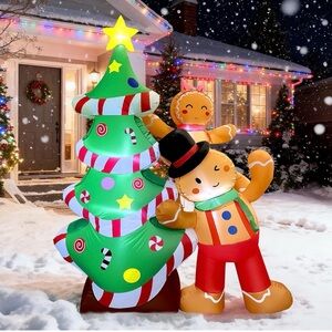 8FT Inflatable Christmas Tree with Gingerbread Man